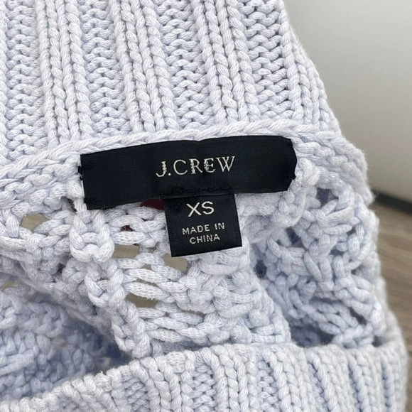 J.CREW Wide-Neck Beach Sweater Cotton Blend Pointelle in Light Blue - Size XS - Picture 2 of 8